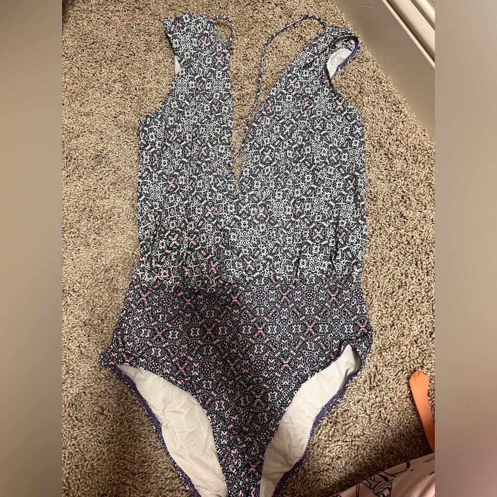 BCBG Swimsuit deep V front and back